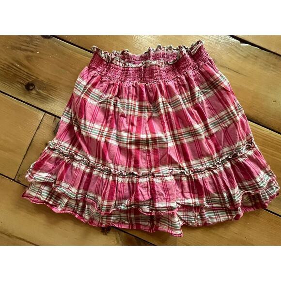 J Crew Re-Imagined womens Plaid Tiered/Ruffle Skirt Cotton Elastic Waist - Picture 2 of 6